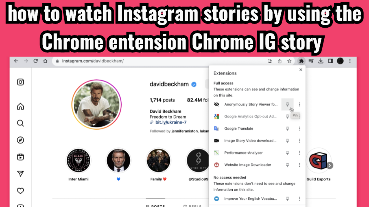 Watch instagram stories using chrome extension