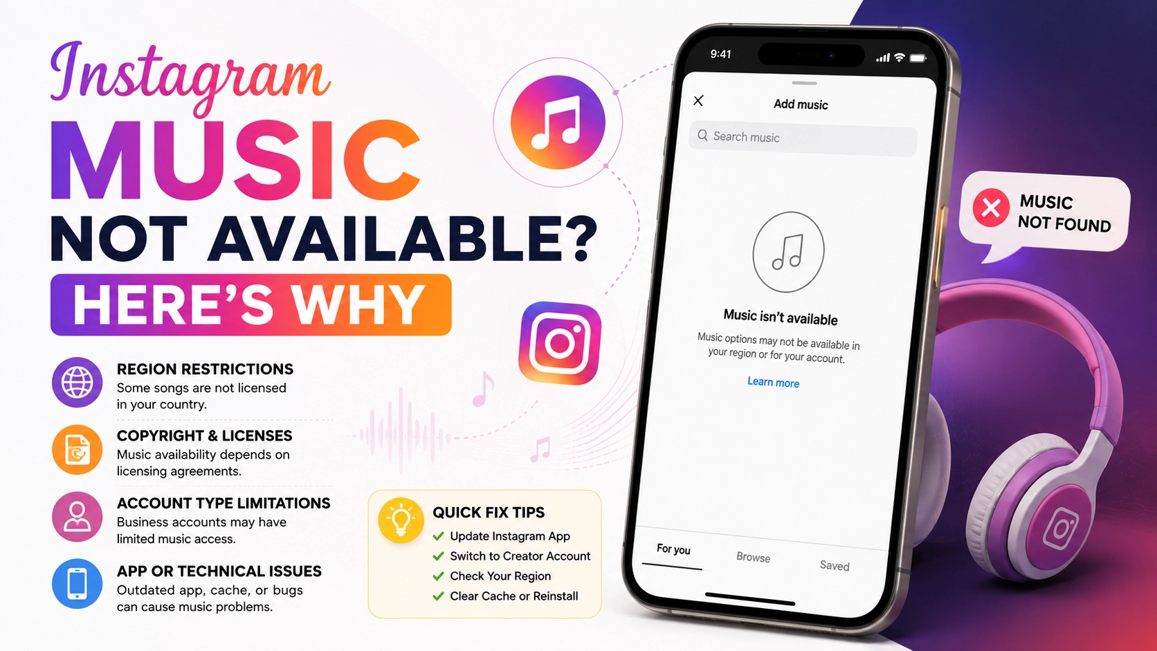 Instagram Music Not Available? Fix Guide